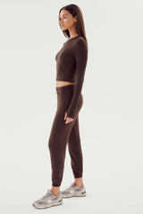 Andie Oversized Fleece Sweatpant: Dark Chocolate