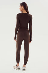 Andie Oversized Fleece Sweatpant: Dark Chocolate