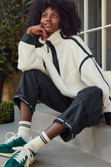 Mountain High Half Zip Fleece: White & Black