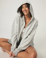 Stripe Terry Zip Up Hoodie: Light Grey Stripe