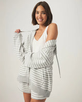 Stripe Terry Zip Up Hoodie: Light Grey Stripe