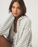 Stripe Terry Zip Up Hoodie: Light Grey Stripe