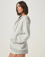 Stripe Terry Zip Up Hoodie: Light Grey Stripe