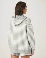 Stripe Terry Zip Up Hoodie: Light Grey Stripe