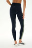 Ella Striped Airweight Legging: Indigo/ Limeade
