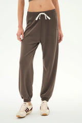 Andie Oversized Fleece Sweatpant: Lentil