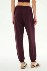 Andie Oversized Fleece Sweatpant: Dark Cherry