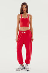 Andie Oversized Fleece Sweatpant: Pirate Red