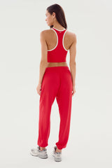 Andie Oversized Fleece Sweatpant: Pirate Red