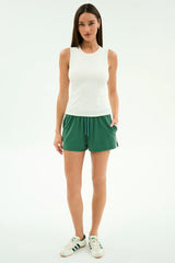 Ella Airweight Track Short: Arugula & White