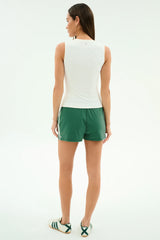 Ella Airweight Track Short: Arugula & White
