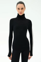 Jackson Rib Full Length Turtleneck: Black & White