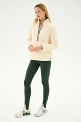 Libby Sherpa Half Zip: Creme/Military