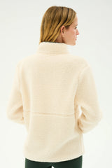 Libby Sherpa Half Zip: Creme/Military