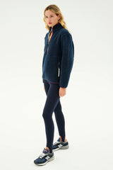 Libby Sherpa Half Zip: Indigo/Dark Cherry