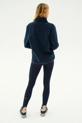 Libby Sherpa Half Zip: Indigo/Dark Cherry