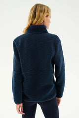 Libby Sherpa Half Zip: Indigo/Dark Cherry