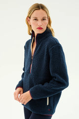 Libby Sherpa Half Zip: Indigo/Dark Cherry