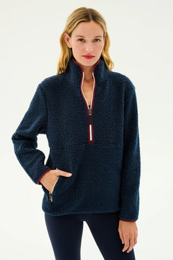 Libby Sherpa Half Zip: Indigo/Dark Cherry