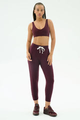 Reena 7/8 Fleece Sweatpant: DARK CHERRY