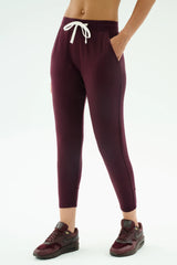 Reena 7/8 Fleece Sweatpant: DARK CHERRY