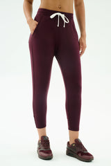 Reena 7/8 Fleece Sweatpant: DARK CHERRY