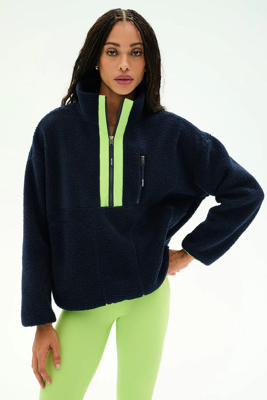 Reese Sherpa Half Zip: Indigo