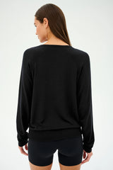 Bennie Fleece V-Neck Sweatshirt: BLACK