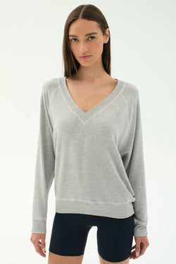 Bennie Fleece V-Neck Sweatshirt: Heather Grey