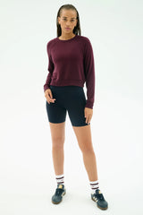 Brooks Fleece Long Sleeve Sweatshirt: DARK CHERRY