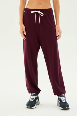 Andie Oversized Fleece Sweatpant: Dark Cherry