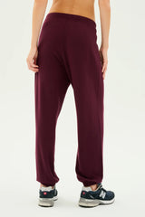 Andie Oversized Fleece Sweatpant: Dark Cherry