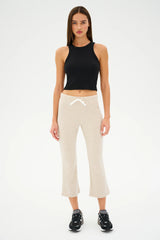 Brooks Fleece Cropped Flare: Heather Oatmeal