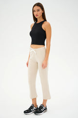 Brooks Fleece Cropped Flare: Heather Oatmeal