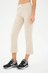 Brooks Fleece Cropped Flare: Heather Oatmeal