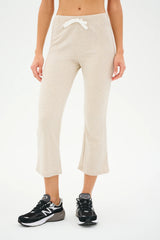 Brooks Fleece Cropped Flare: Heather Oatmeal