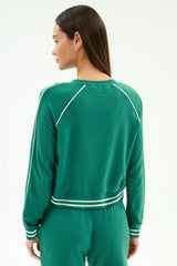 Brooks Fleece Sweatshirt With Stripe: Arugula & White