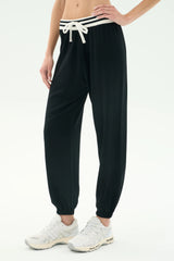 Andie Oversized Fleece Sweatpant with Stripe: B&W
