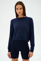 Brooks Fleece Long Sleeve Sweatshirt: INDIGO