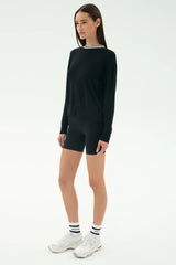 Sonja Fleece Sweatshirt w/ Stripe: Black