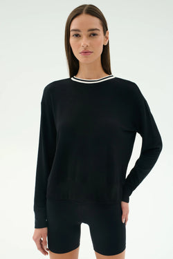 Sonja Fleece Sweatshirt w/ Stripe: Black