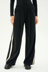 Luca Airweight Trouser: Black with Stripe