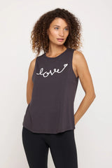 Love Script Jade Muscle Tank: Vintage Black