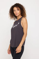 Love Script Jade Muscle Tank: Vintage Black