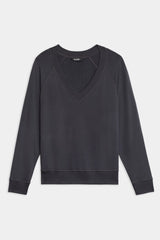 Bennie Fleece V-Neck Sweatshirt: Graphite