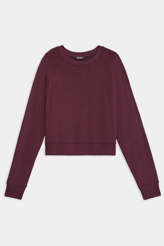Brooks Fleece Long Sleeve Sweatshirt: DARK CHERRY