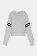 Brooks Stripe Fleece Sweatshirt: Heather Grey/Black