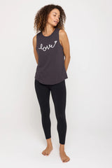 Love Script Jade Muscle Tank: Vintage Black