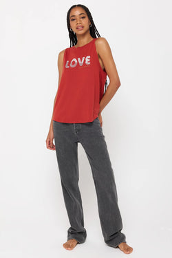 Love Lines Jade Muscle Tank: Redstone