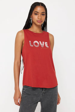 Love Lines Jade Muscle Tank: Redstone